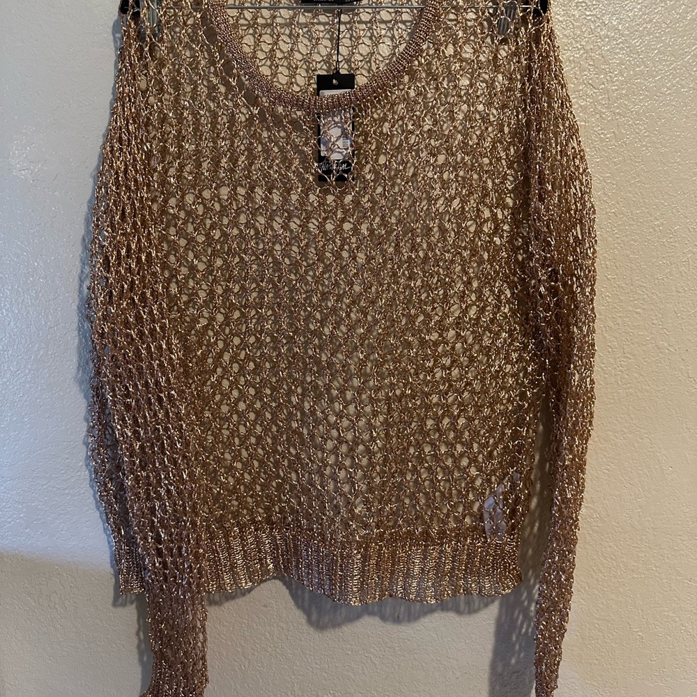 Gold Fishnet Swim Cover Up Set Top & bottoms plus size - Picture 4 of 8
